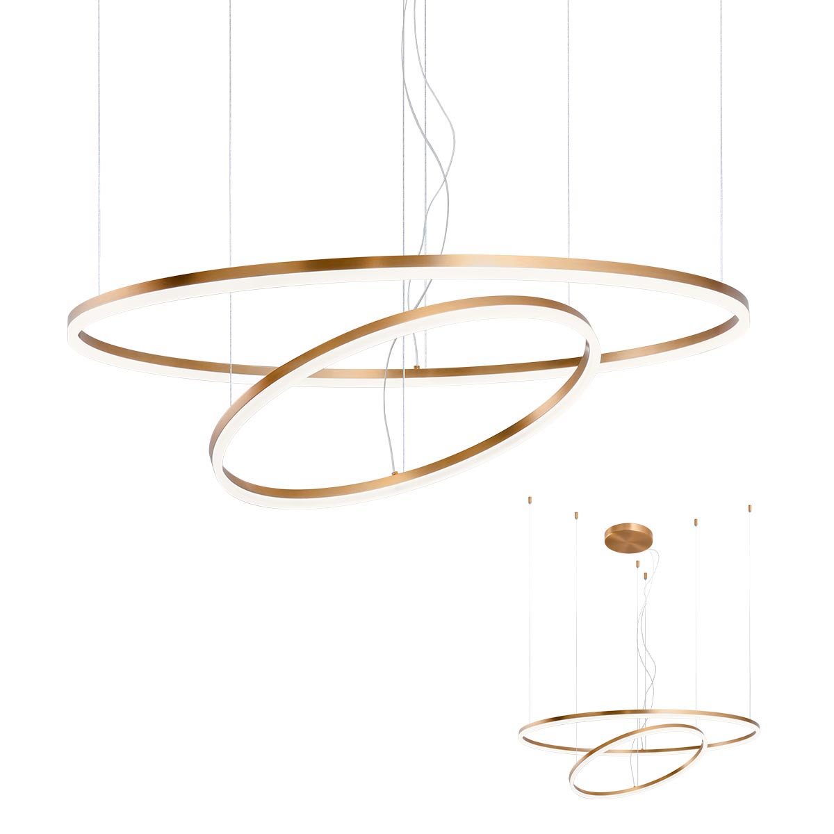 ORBIT SU LED 108W 4000K D1000+600 BRASS -DALI