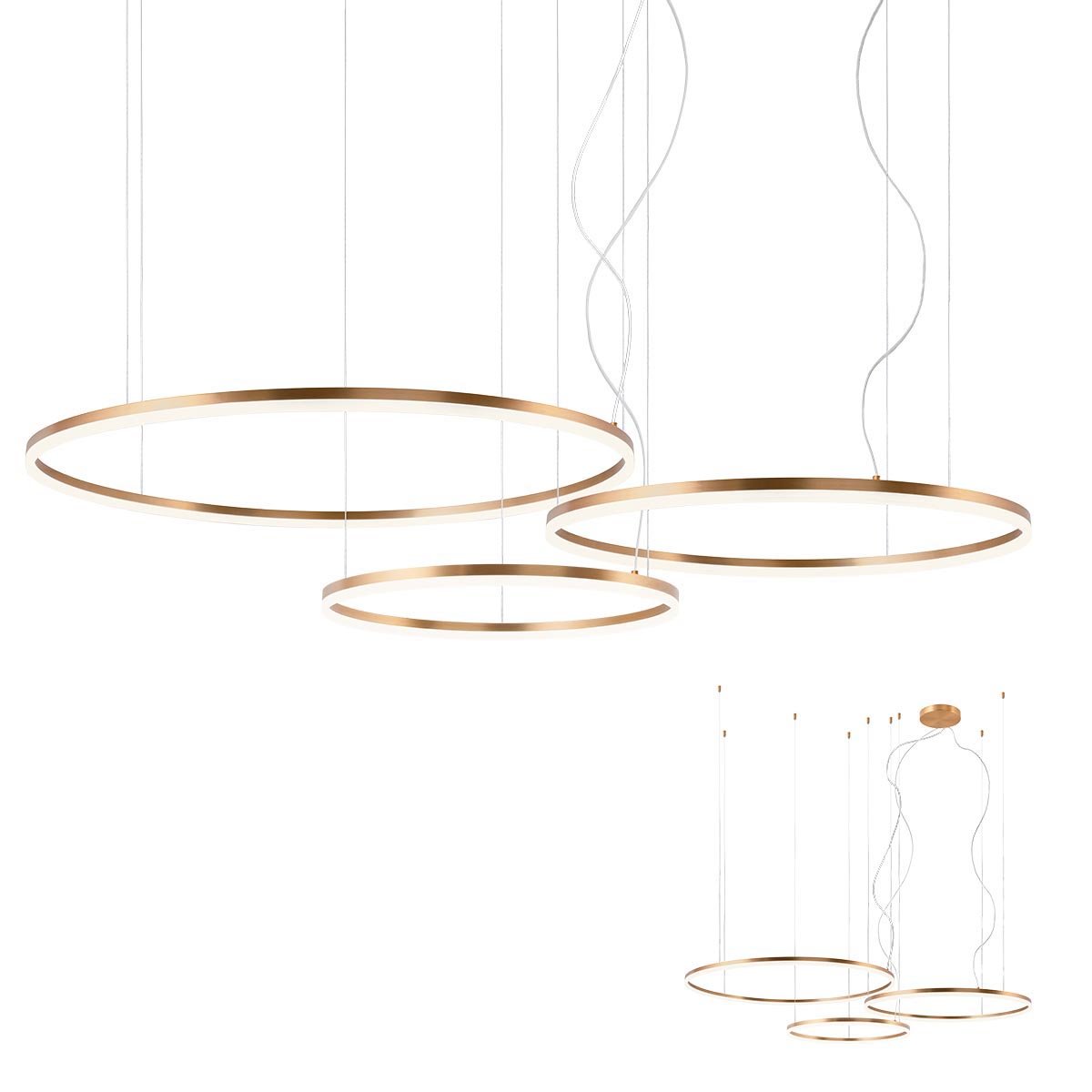 ORBIT SU LED 163W 4000K D1000+800+600 BRASS -DALI