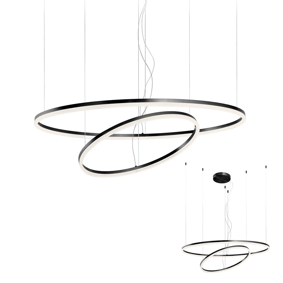ORBIT SU LED 108W 3000K D1000+600 SAND BLACK -DALI